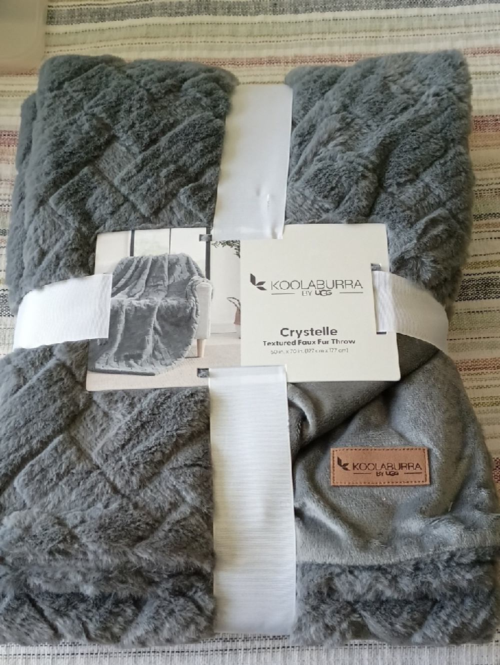 Koolaburra Crystelle Textured Faux Fur Throw in Gray